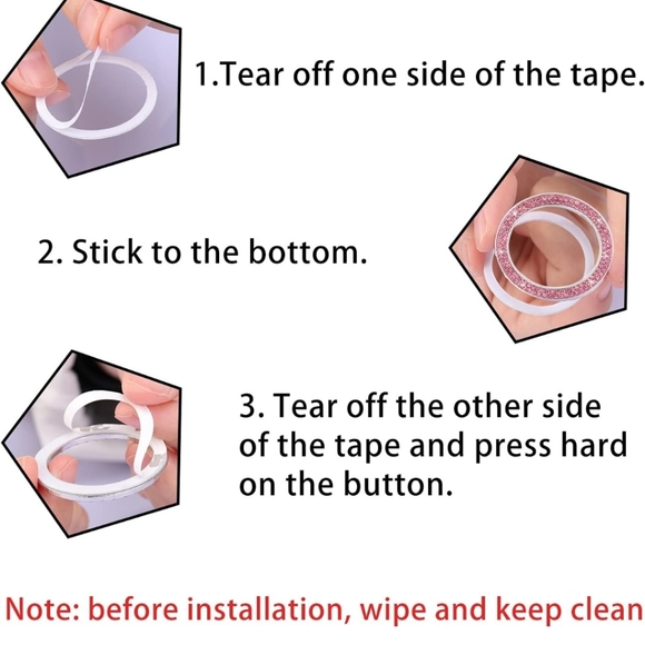 2 PCS Crystal Double Rhinestone Car Engine Start Stop Decoration Ring, Bling Car - Picture 4 of 6